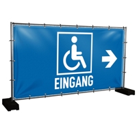 Bauzaunbanner Rollstuhlfahrer Eingang - 340 x 173 cm