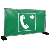 Bauzaunbanner Notfalltelefon - 340 x 173 cm