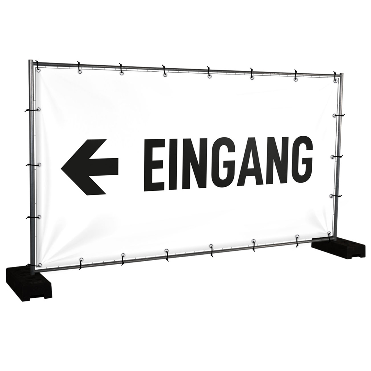 Bauzaunbanner Eingang, weiß - 340 x 173 cm