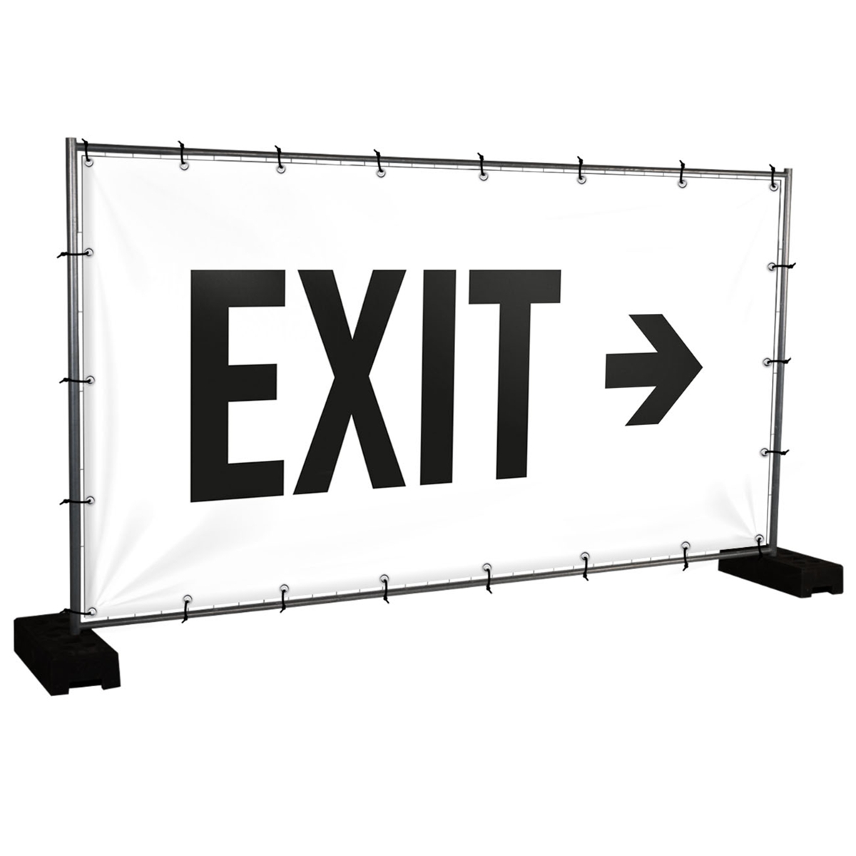 Bauzaunbanner Exit, weiß - 340 x 173 cm