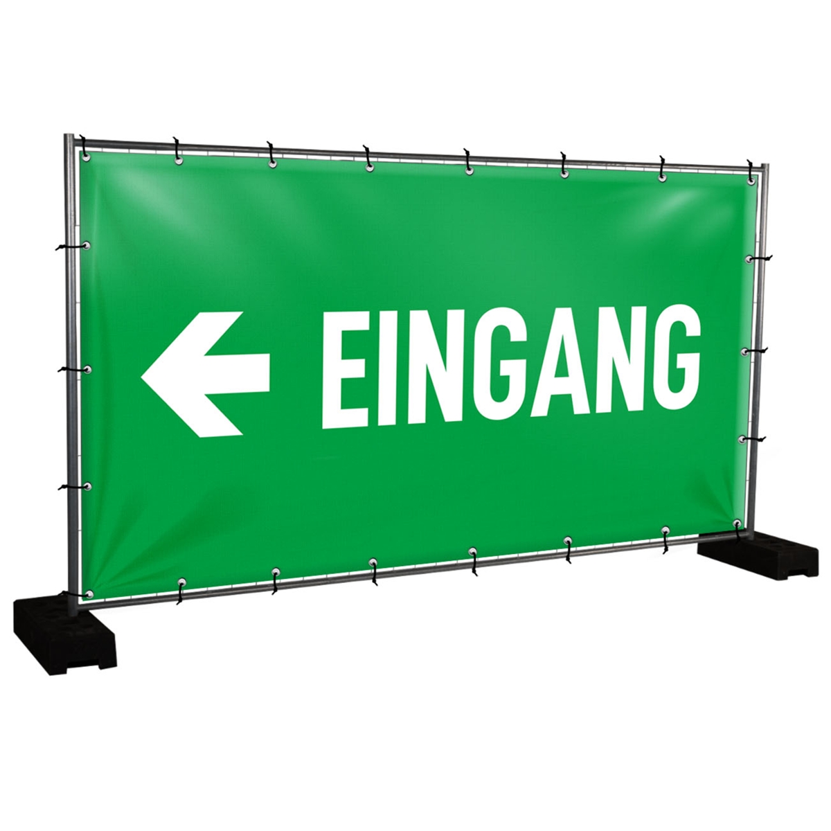 Bauzaunbanner Eingang, grün - 340 x 173 cm