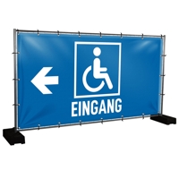 Bauzaunbanner Rollstuhlfahrer Eingang - 340 x 173 cm