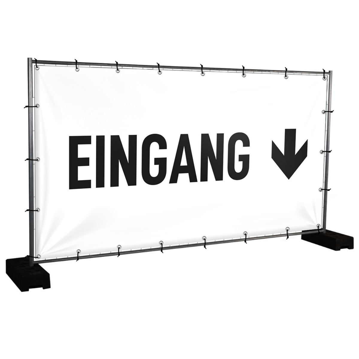 Bauzaunbanner Eingang, weiß - 340 x 173 cm