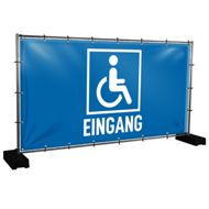 Bauzaunbanner Rollstuhlfahrer Eingang - 340 x 173 cm