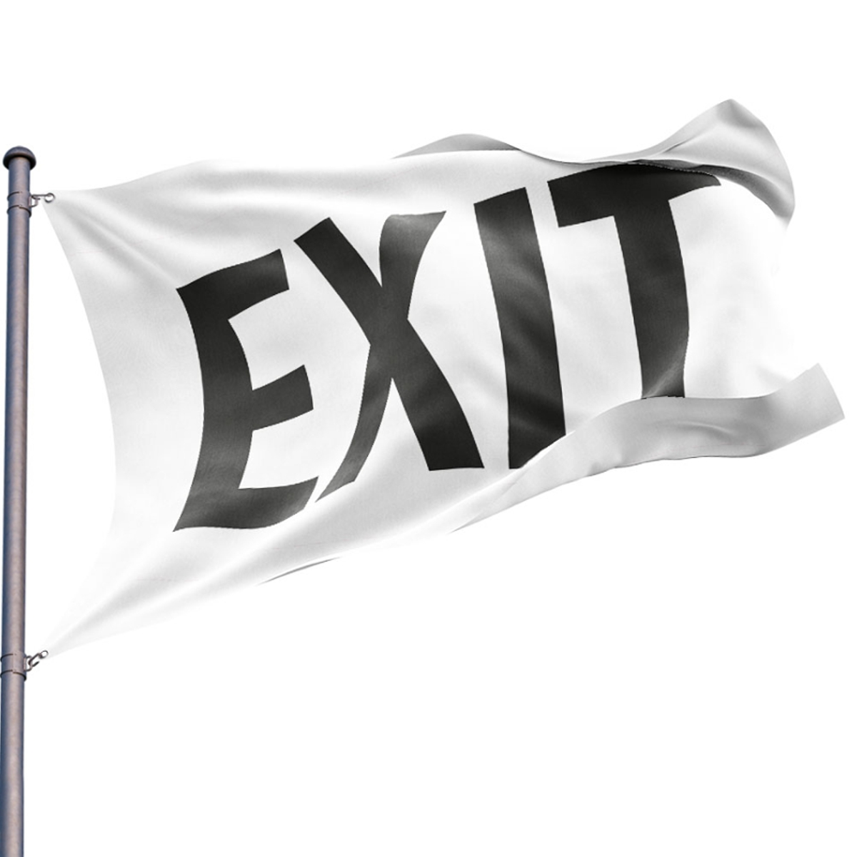 Fahne Exit, weiß - Wunschgröße