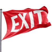 Fahne Exit, rot - Wunschgröße