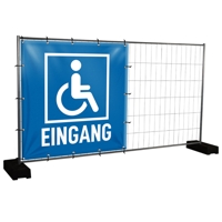 Bauzaunbanner Rollstuhlfahrer Eingang - 170 x 170 cm