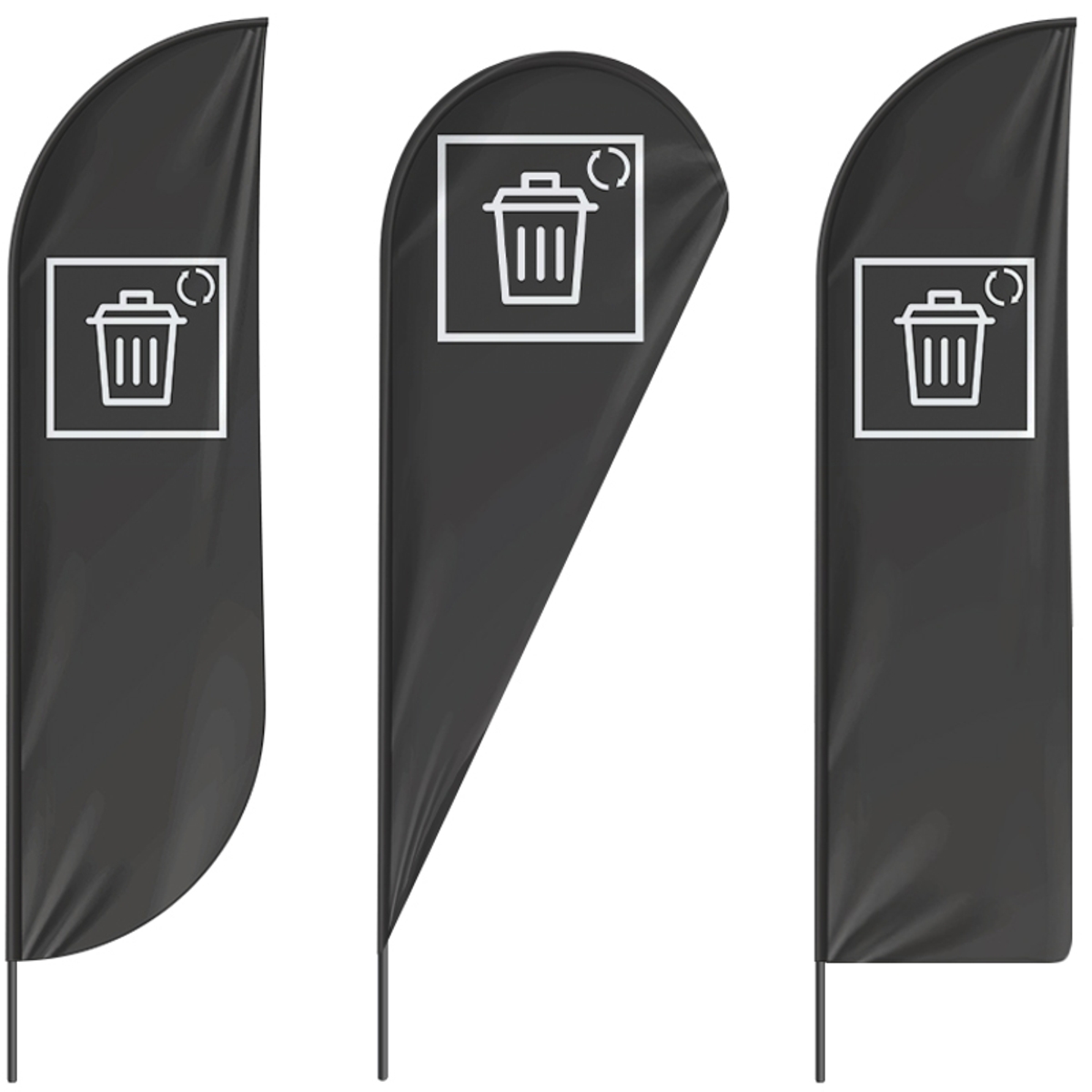 Beachflag Müllpfand - 3 Modelle - 4 Größen