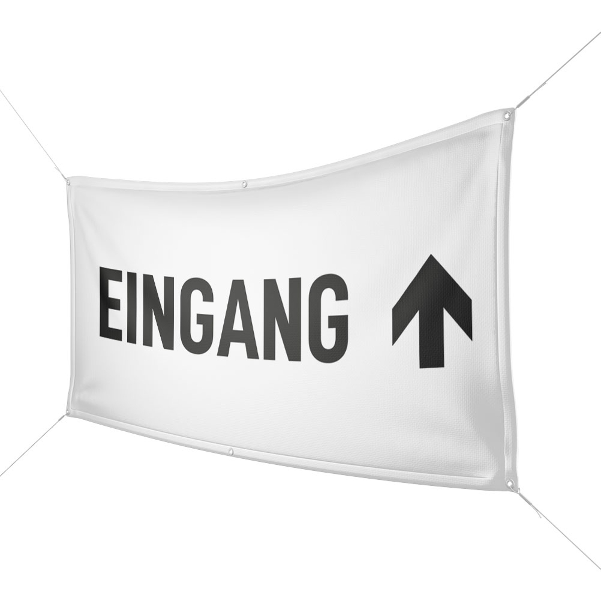 Werbebanner Eingang, weiß - Wunschgröße