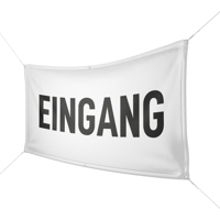 Werbebanner Eingang, weiß - Wunschgröße