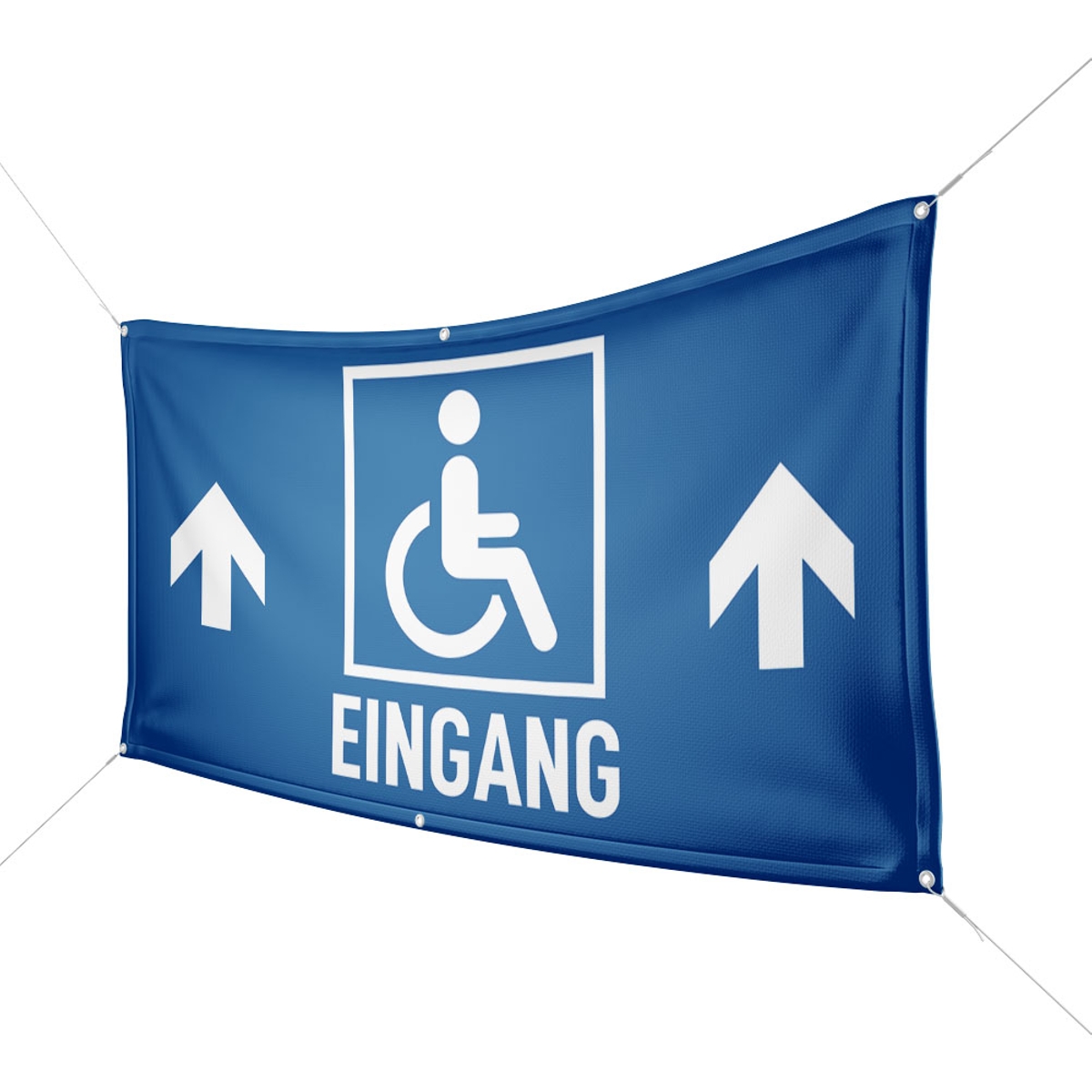 Werbebanner Rollstuhlfahrer Eingang - Wunschgröße