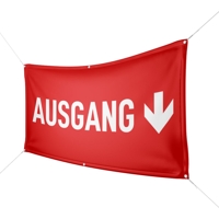 Werbebanner Ausgang, rot - Wunschgröße