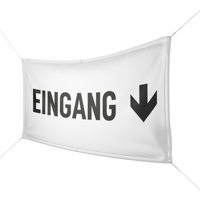 Werbebanner Eingang, weiß - Wunschgröße