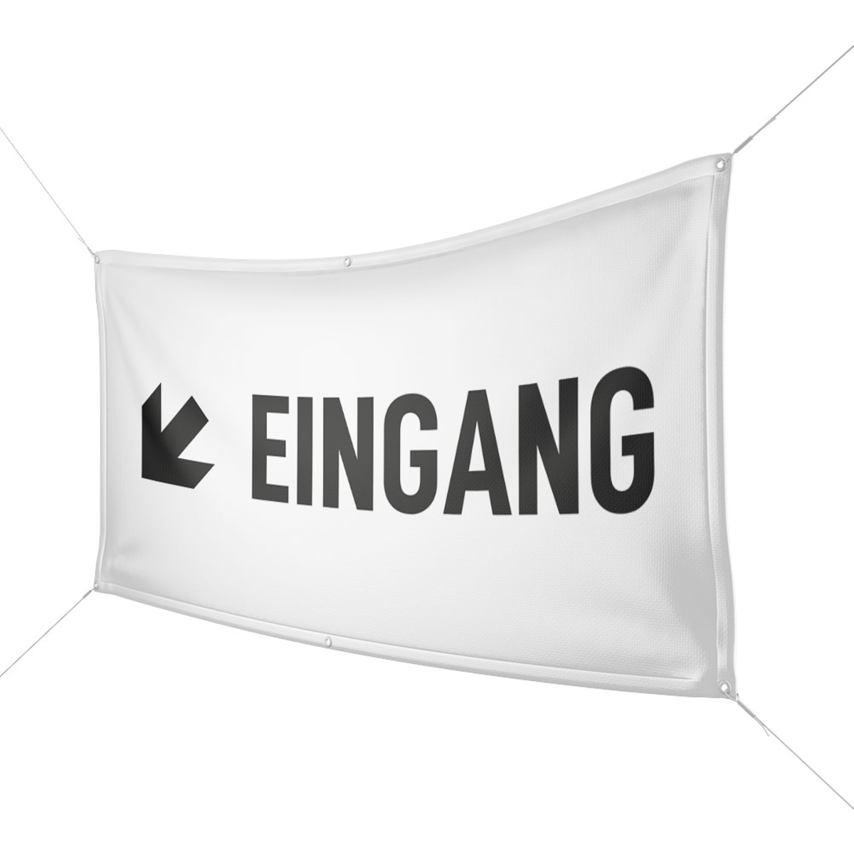 Werbebanner Eingang, weiß - Wunschgröße