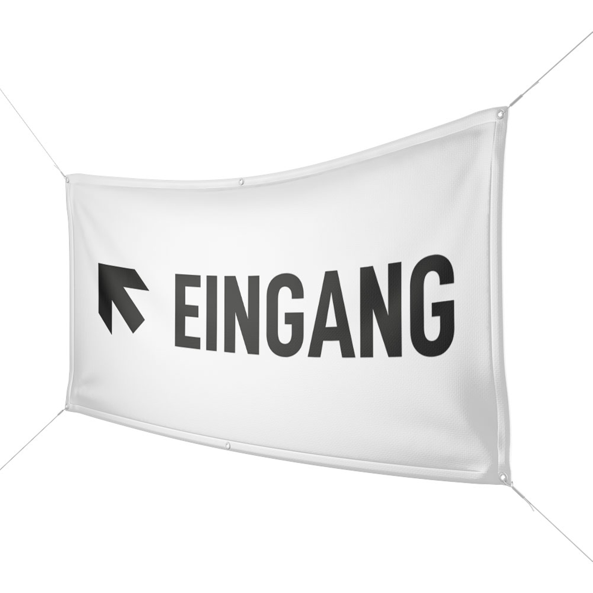 Werbebanner Eingang, weiß - Wunschgröße