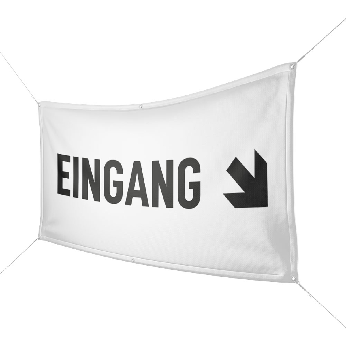 Werbebanner Eingang, weiß - Wunschgröße