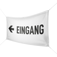 Werbebanner Eingang, weiß - Wunschgröße